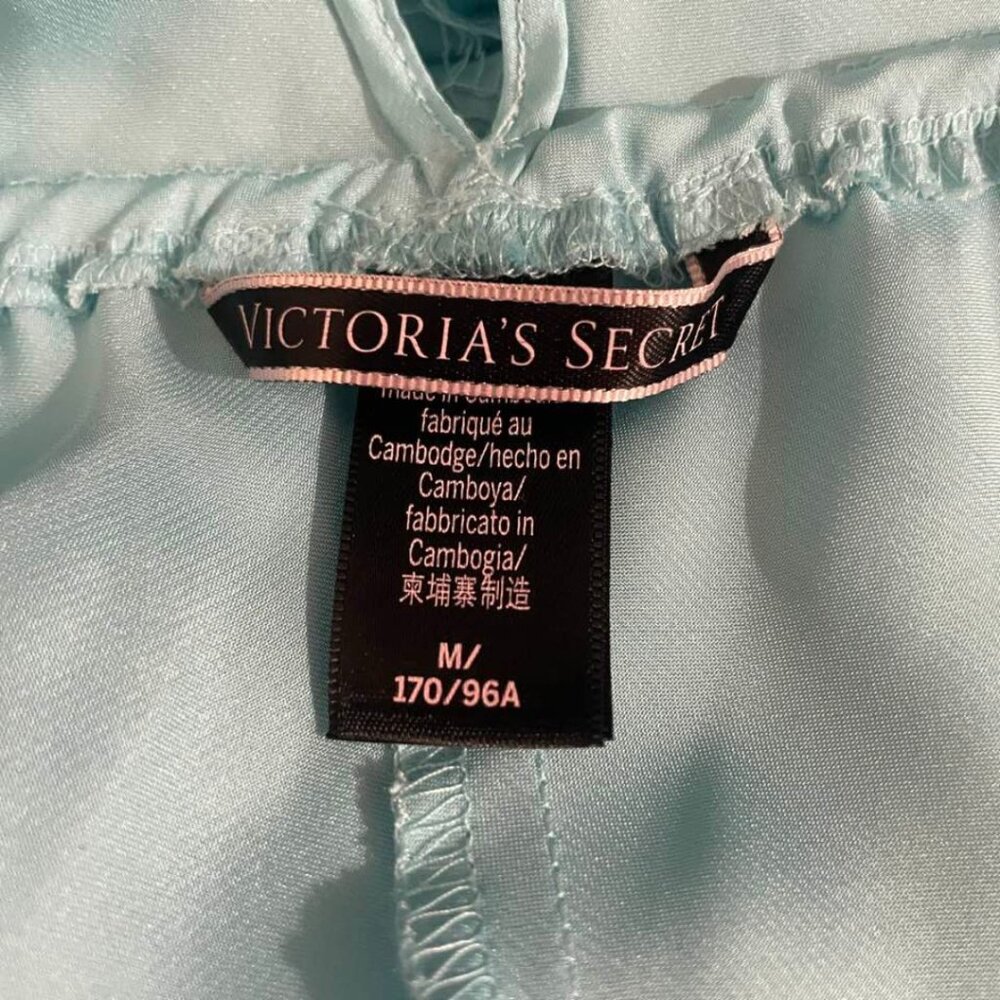 Victoria's Secret Medium Satin Side-Tie Teddy Romper Bodysuit Lace Blue - Picture 11 of 15